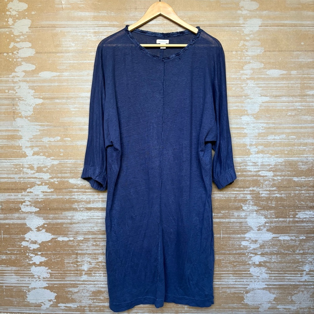 Sundance 100% Linen Dress Navy Preppy Boho Slouchy Relaxed Womens S
